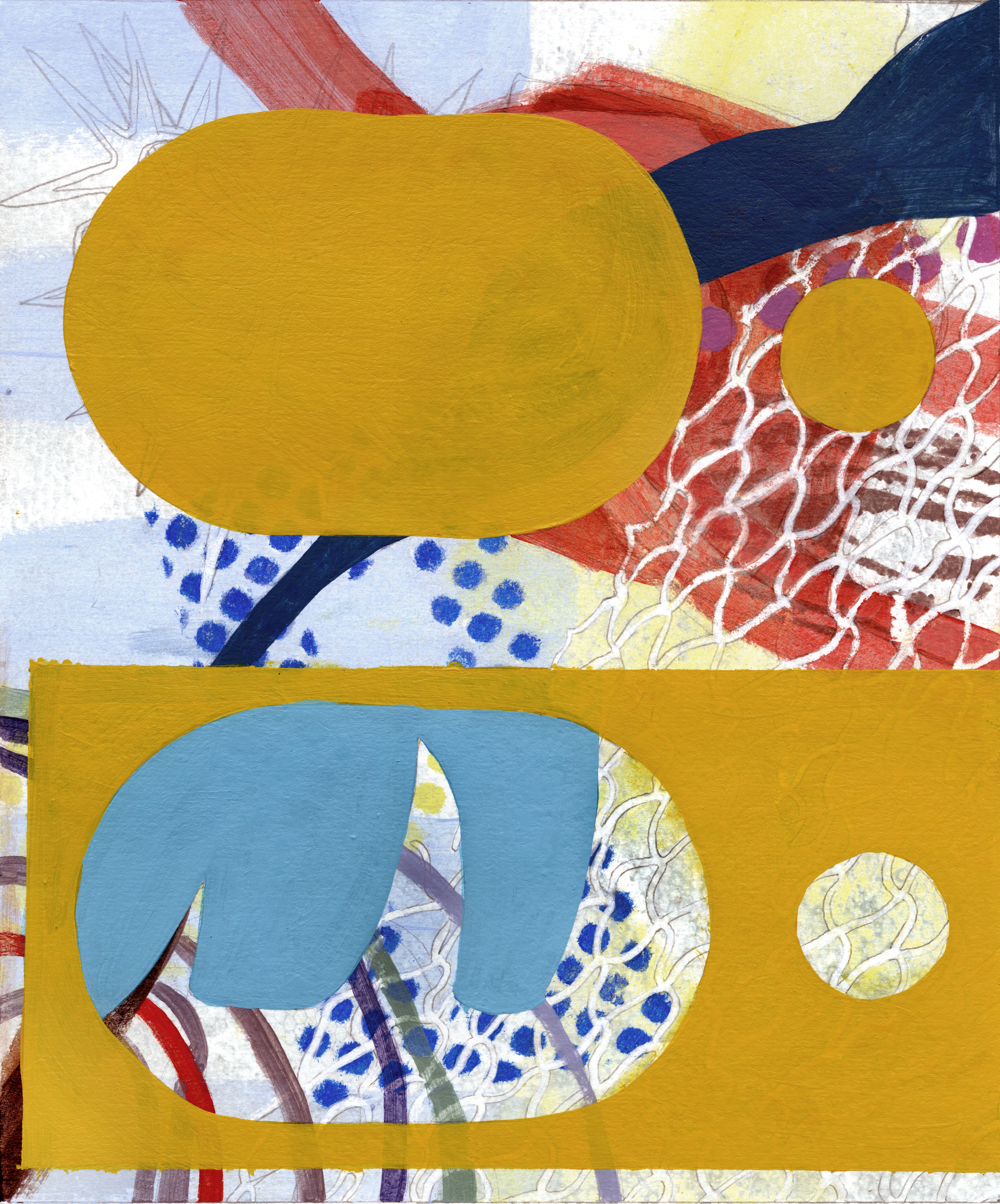 Components Series, acrylic, hand printing on paper, 7 x 10 inches, unframed, 2019.