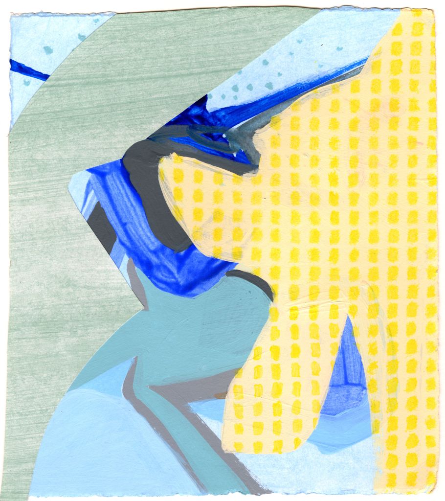 Components Series, collage, acrylic, hand printing on paper, 7 x 8 inches, unframed, 2019.