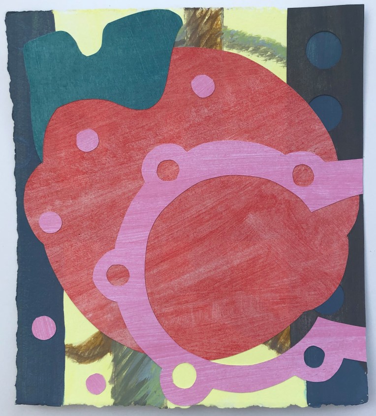 Passing, 7 x 5, October 2020, collage and paint