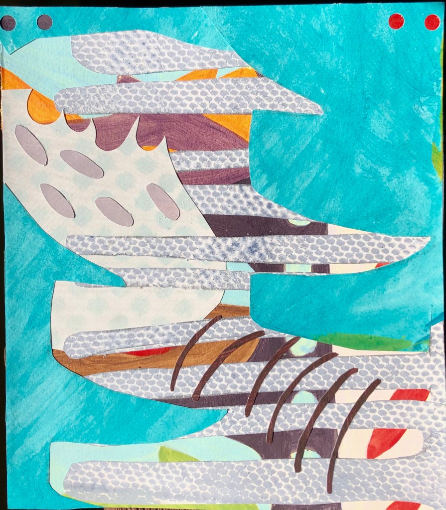 Untitled, collage and acrylic on paper, 7x4, spring 2021