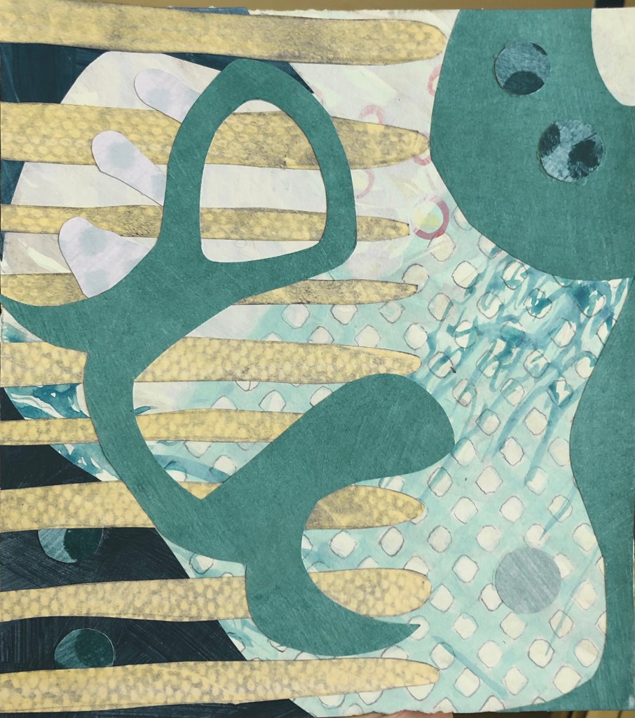 Untitled, collage and acrylic on paper, 7x4, spring 2021