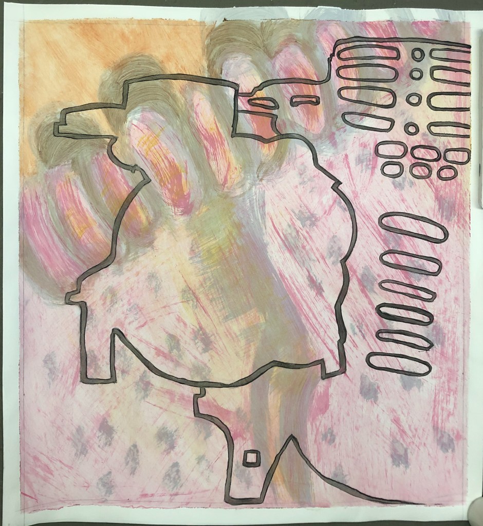 Untitled, acrylic on paper, 22x27, spring 2021