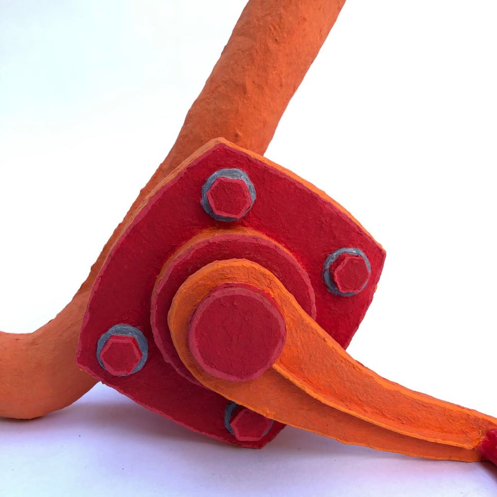 Crank closeup, paper mache and acrylic, 11"x16"x7", 2021