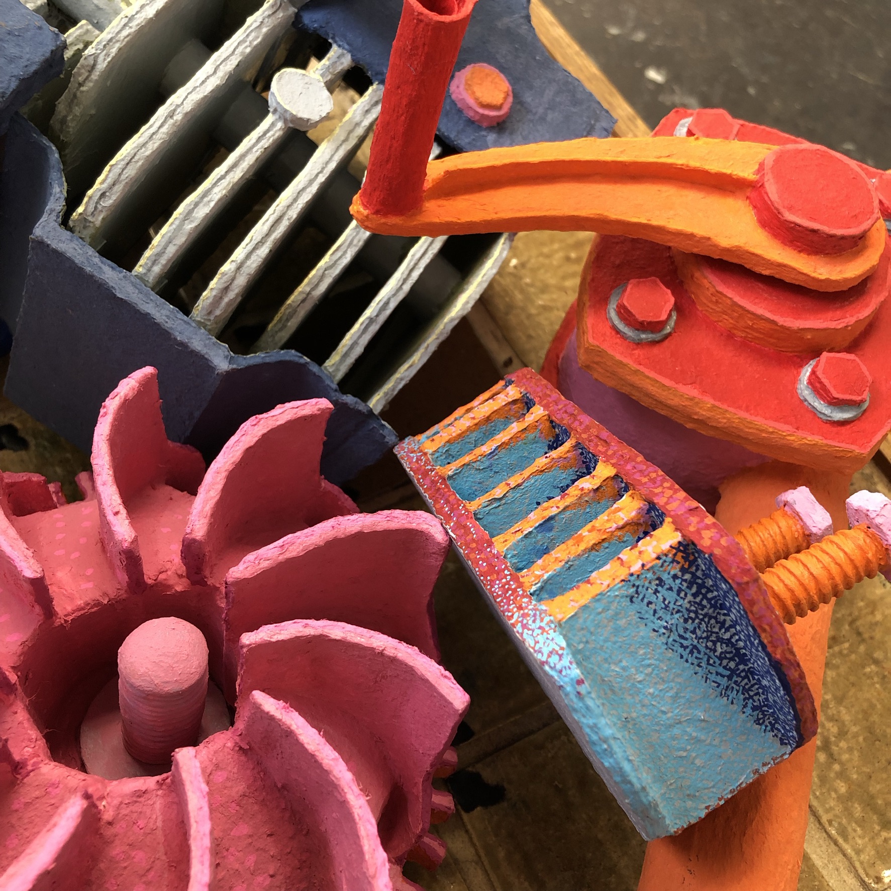 Photo study of paper mache machines, 2021