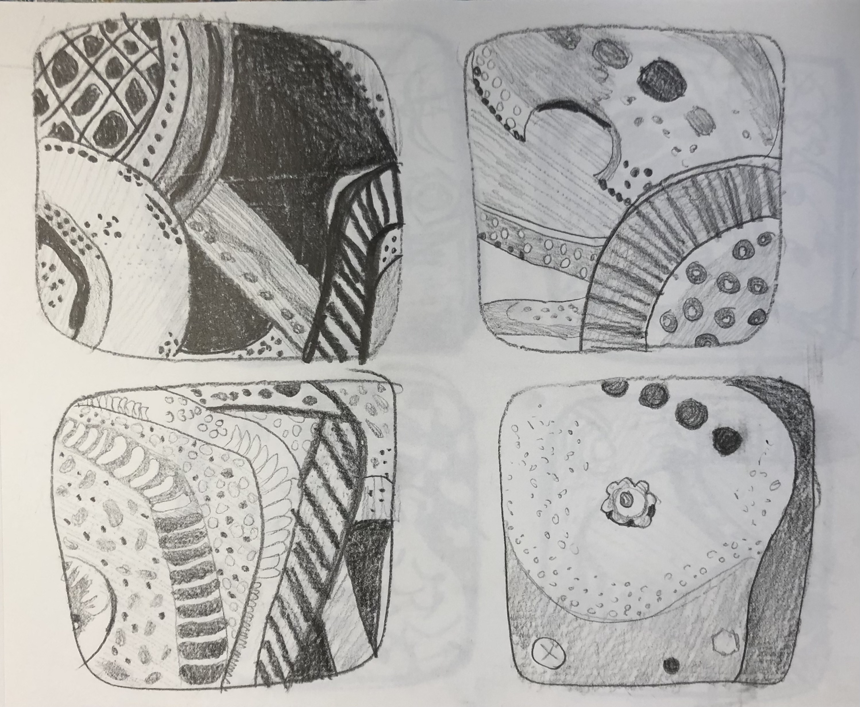 Drawings, pencil on paper, 3"x3" each, 2021