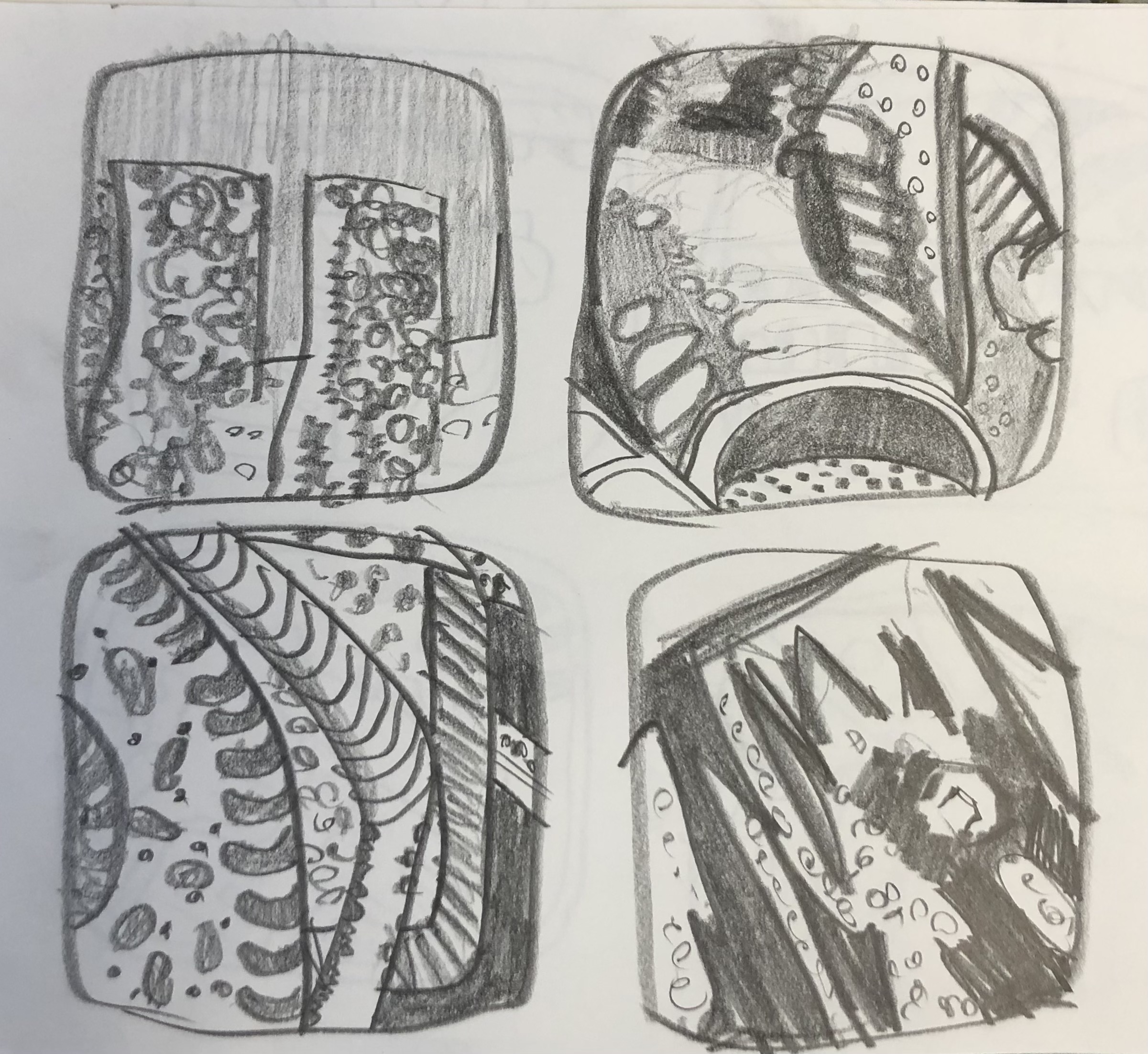 Drawings, pencil on paper, 3"x3" each, 2021
