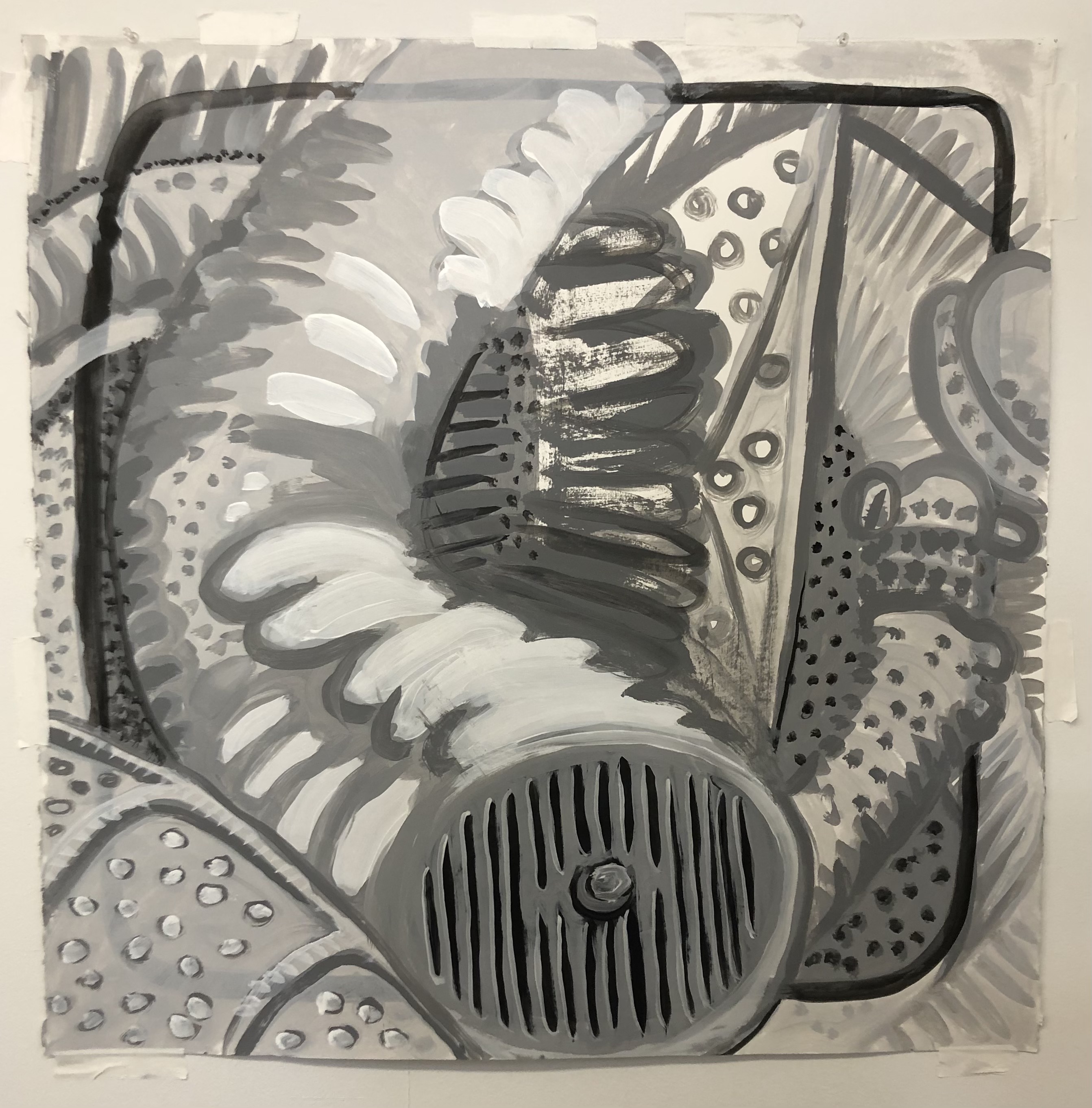 Acrylic on paper, 32"x32", 2021