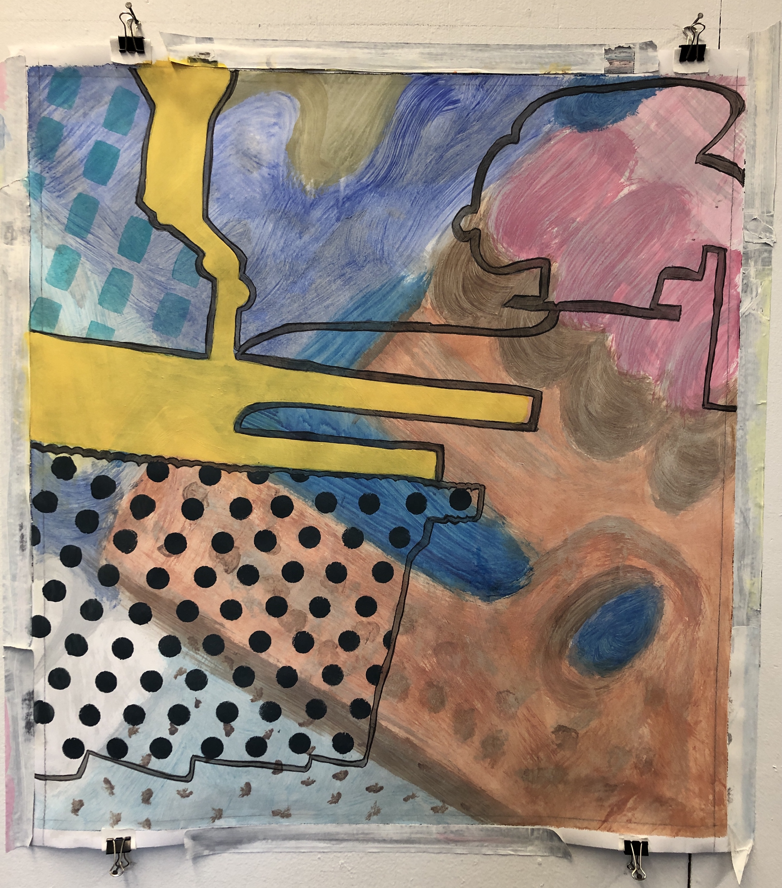 Perspectives I, acrylic on paper, 4'x3', 2021