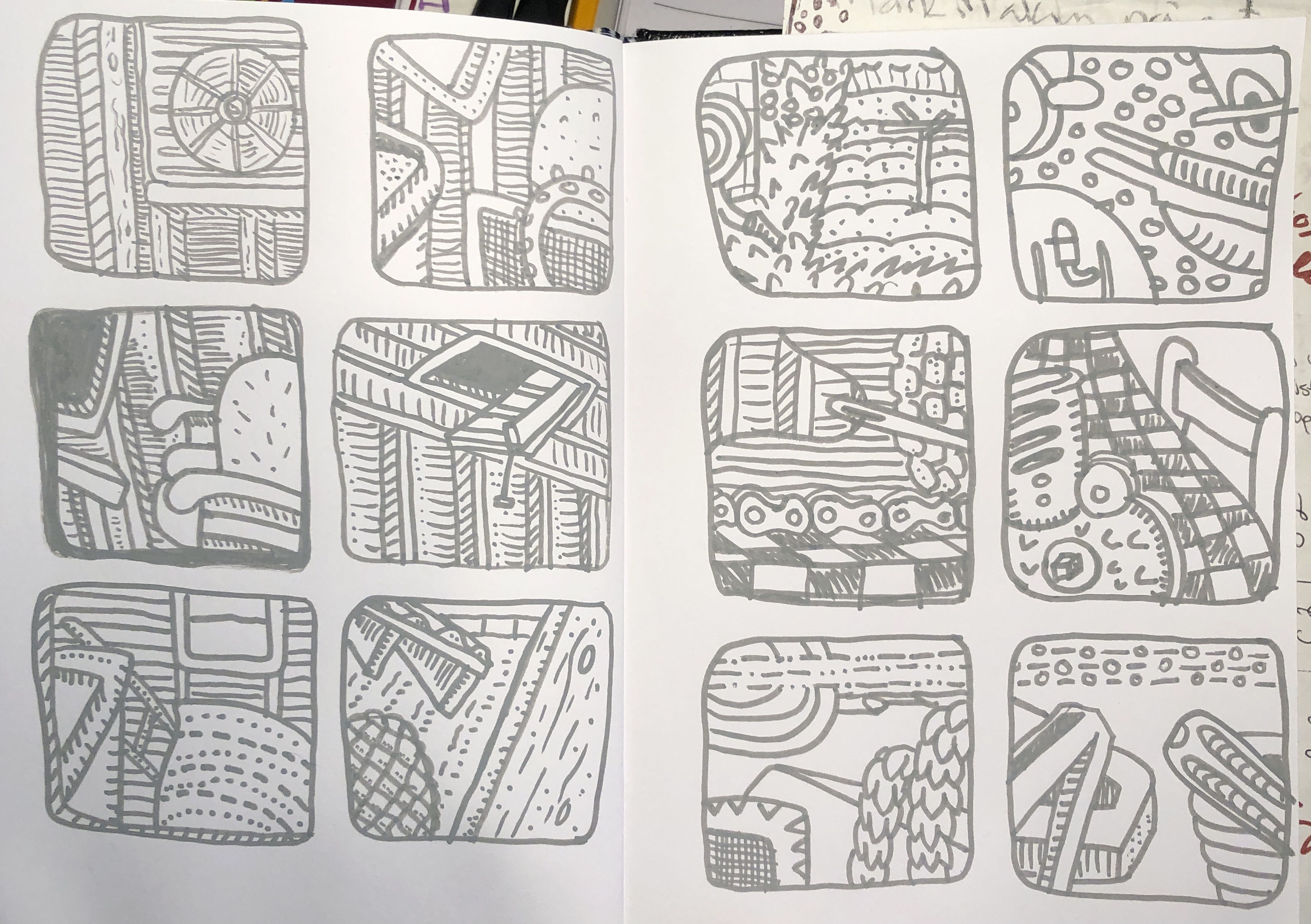 Sketchbook 2"x2" thumbnails, 2021