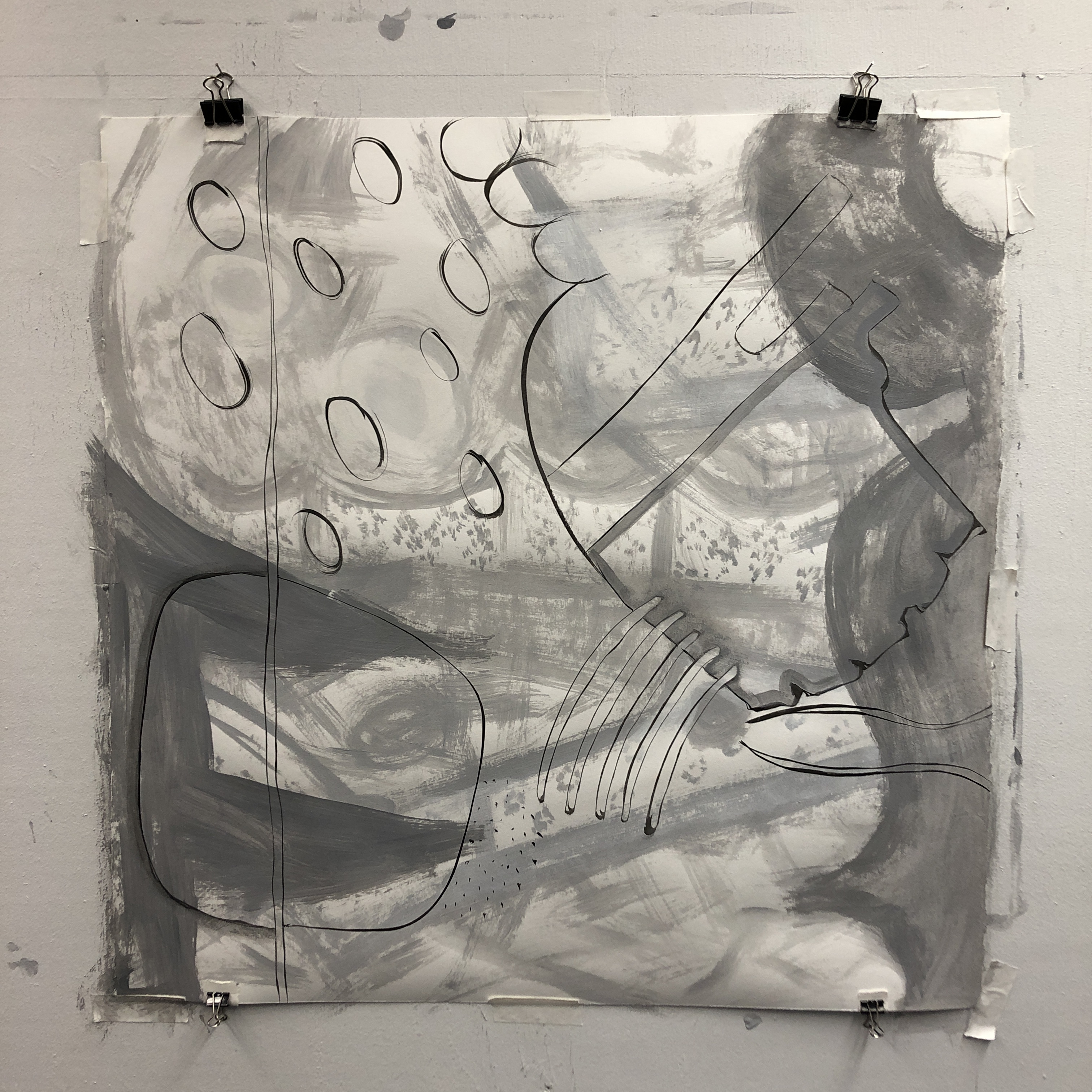 acrylic on paper, 4'x4', 2021