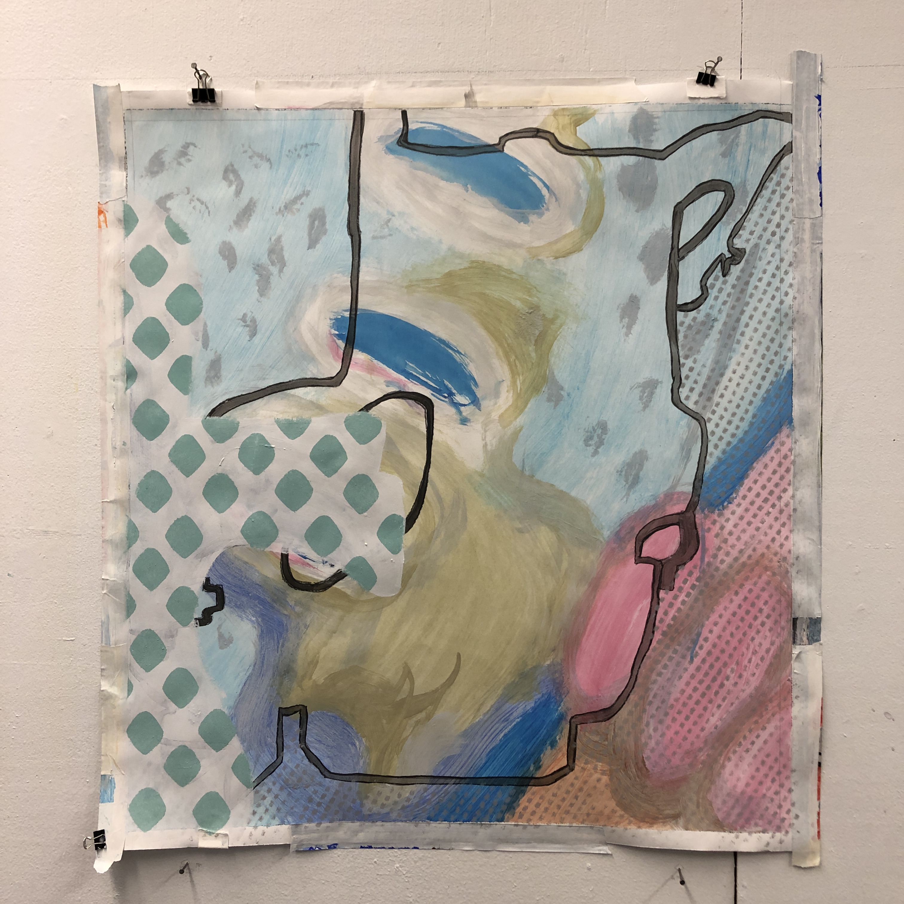 Perspectives II, acrylic on paper, 4'x3', 2021