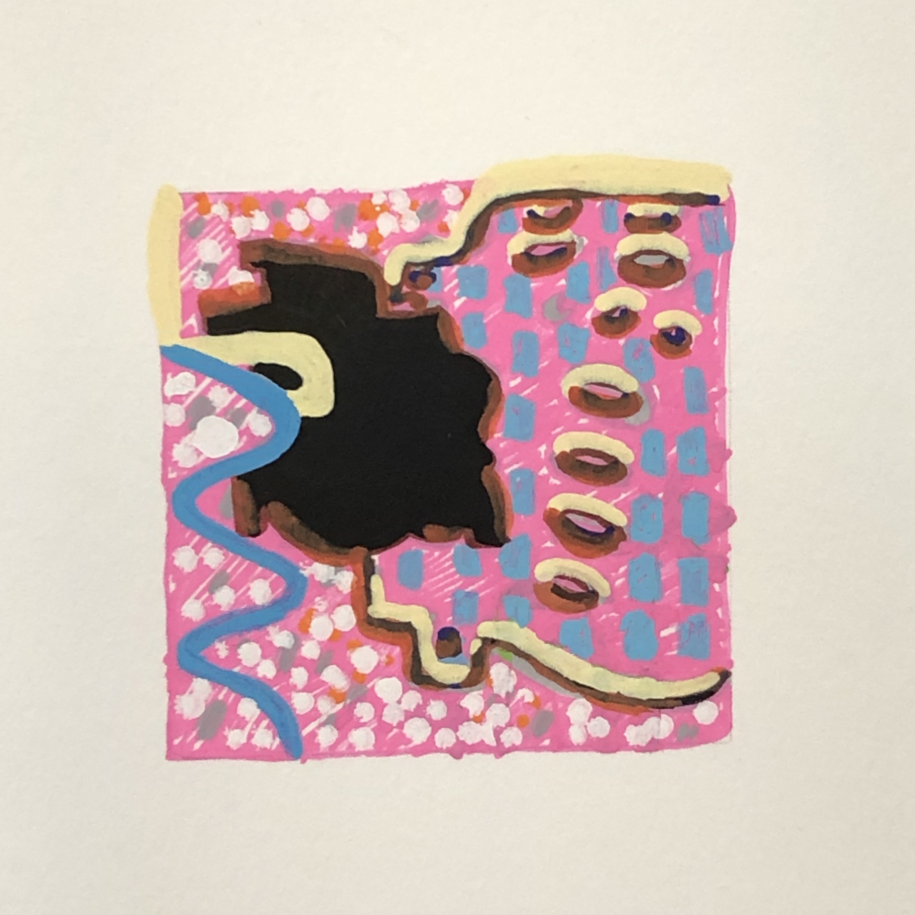 acrylic on paper, 2"x2", 2021