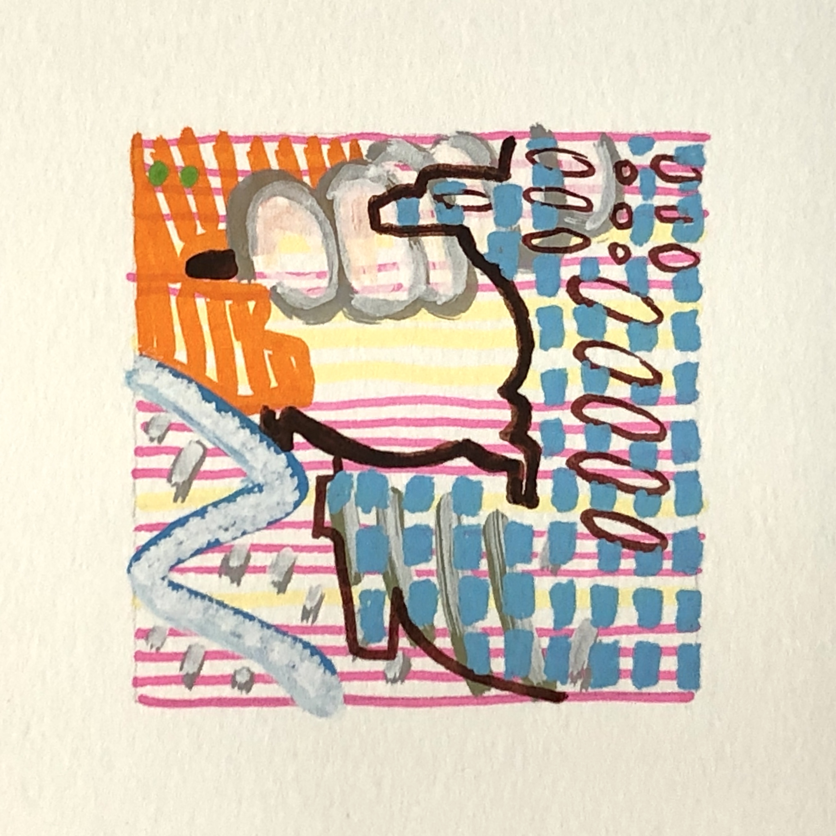 acrylic on paper, 2"x2", 2021