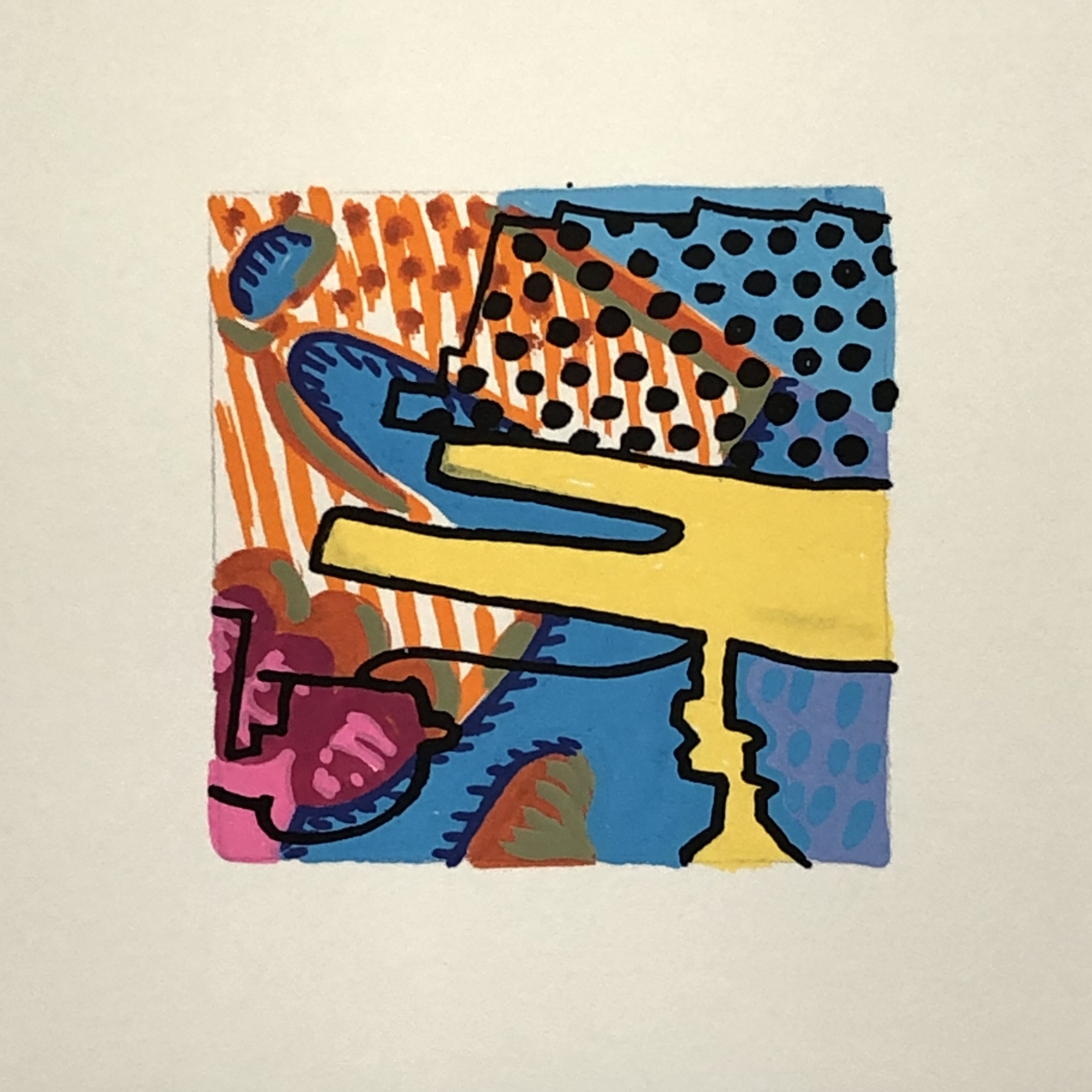 acrylic on paper, 2"x2", 2021