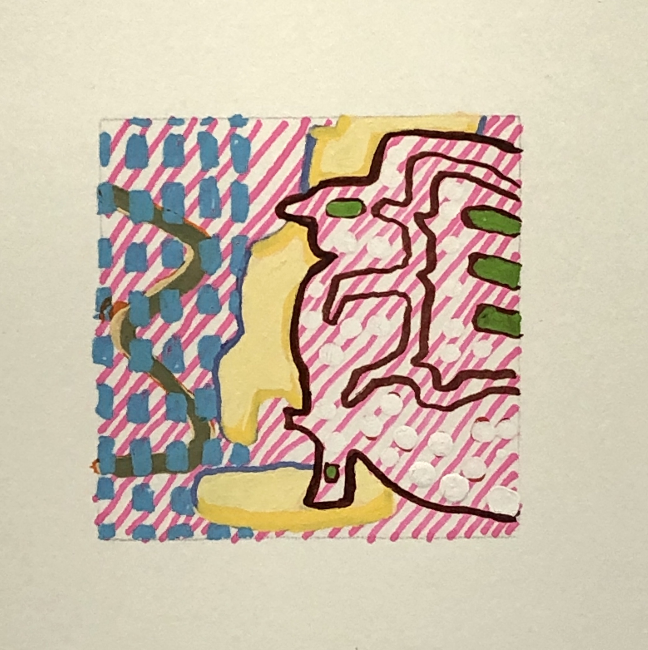 acrylic on paper, 2"x2", 2021