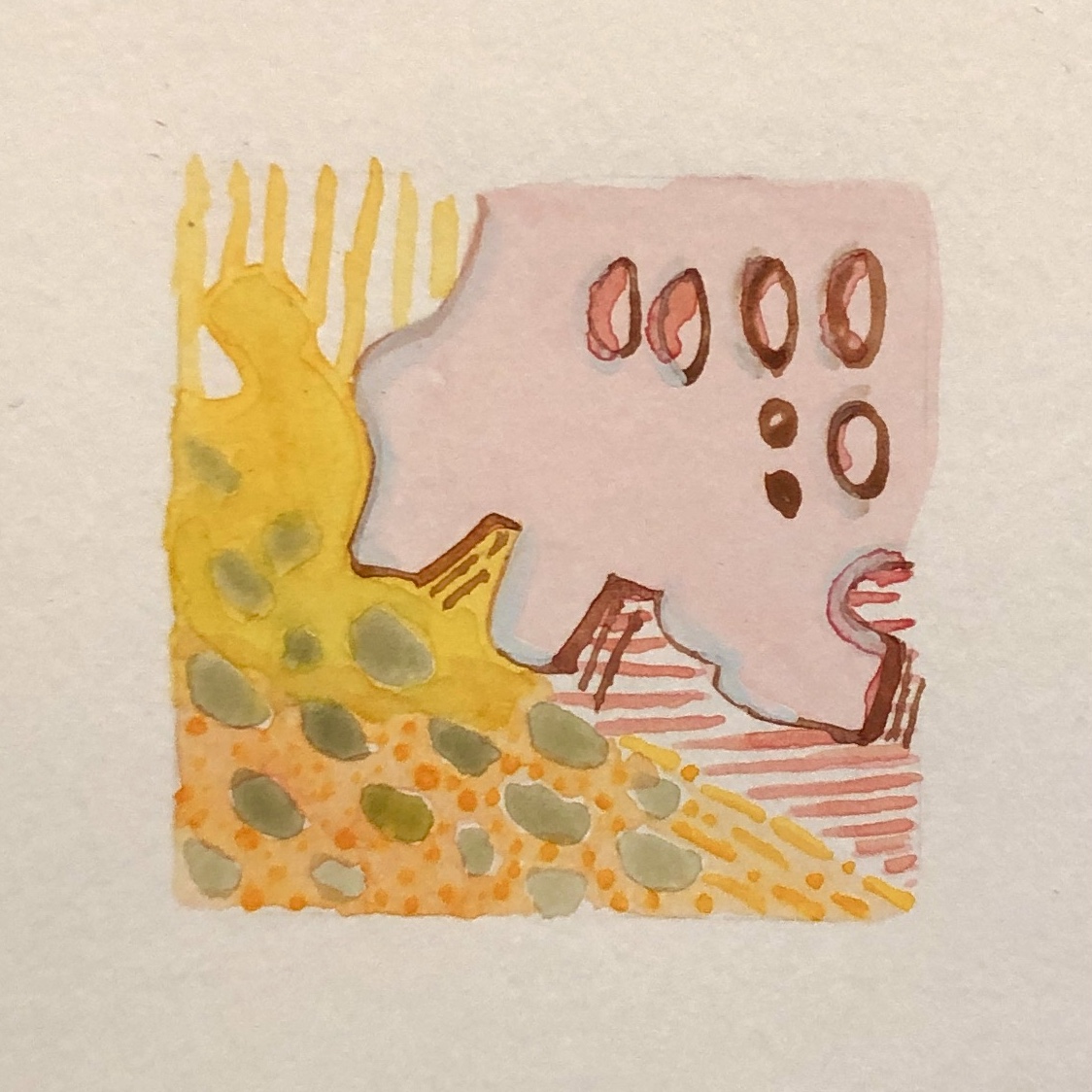 acrylic on paper, 2"x2", 2021