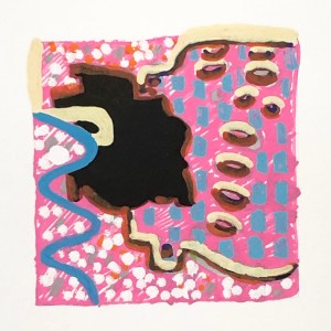 Looking Through, 2021, gouache on paper, 2 x 2 inches, (on 10 x 10 inch paper)