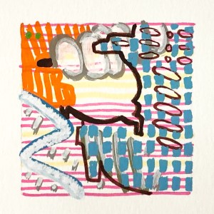 Looking Through, 2021, gouache on paper, 2 x 2 inches, (on 10 x 10 inch paper)