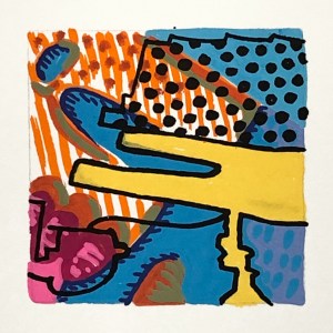 Looking Through, 2021, gouache on paper, 2 x 2 inches, (on 10 x 10 inch paper)