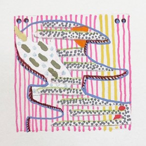 Looking Through, 2021, gouache on paper, 2 x 2 inches, (on 10 x 10 inch paper)