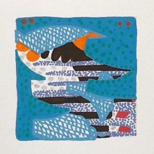 Looking Through, 2021, gouache on paper, 2 x 2 inches, (on 10 x 10 inch paper)