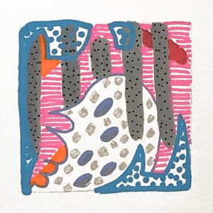 Looking Through, 2021, gouache on paper, 2 x 2 inches, (on 10 x 10 inch paper)