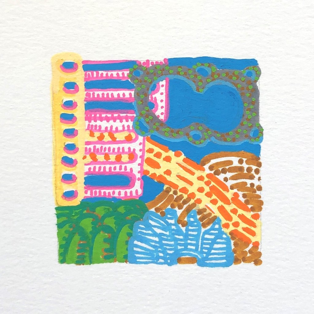 acrylic on paper, 2"x2", 2021