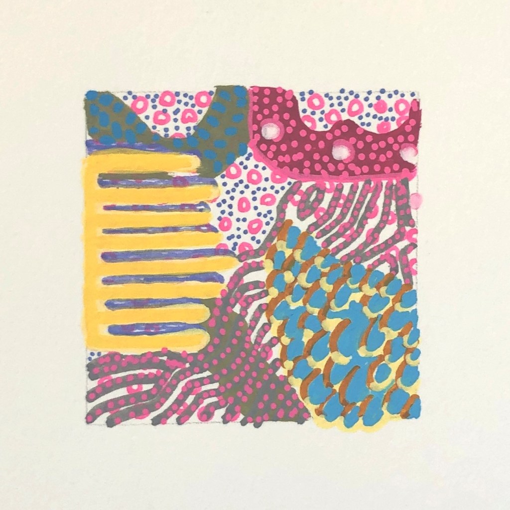 acrylic on paper, 2"x2", 2021