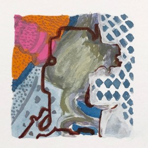 Looking Through, 2021, gouache on paper, 2 x 2 inches, (on 10 x 10 inch paper)