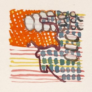 Looking Through, 2021, gouache on paper, 2 x 2 inches, (on 10 x 10 inch paper)