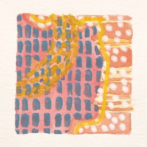 Looking Through, 2021, gouache on paper, 2 x 2 inches, (on 10 x 10 inch paper)