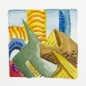 Looking Through, 2021, gouache on paper, 2 x 2 inches, (on 10 x 10 inch paper)