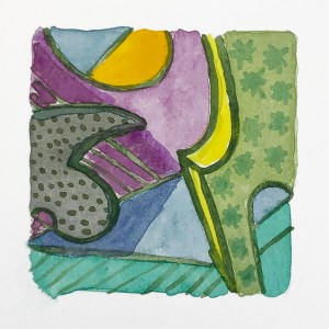 Looking Through, 2021, gouache on paper, 2 x 2 inches, (on 10 x 10 inch paper)