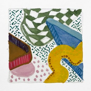 Looking Through, 2021, gouache on paper, 2 x 2 inches, (on 10 x 10 inch paper)