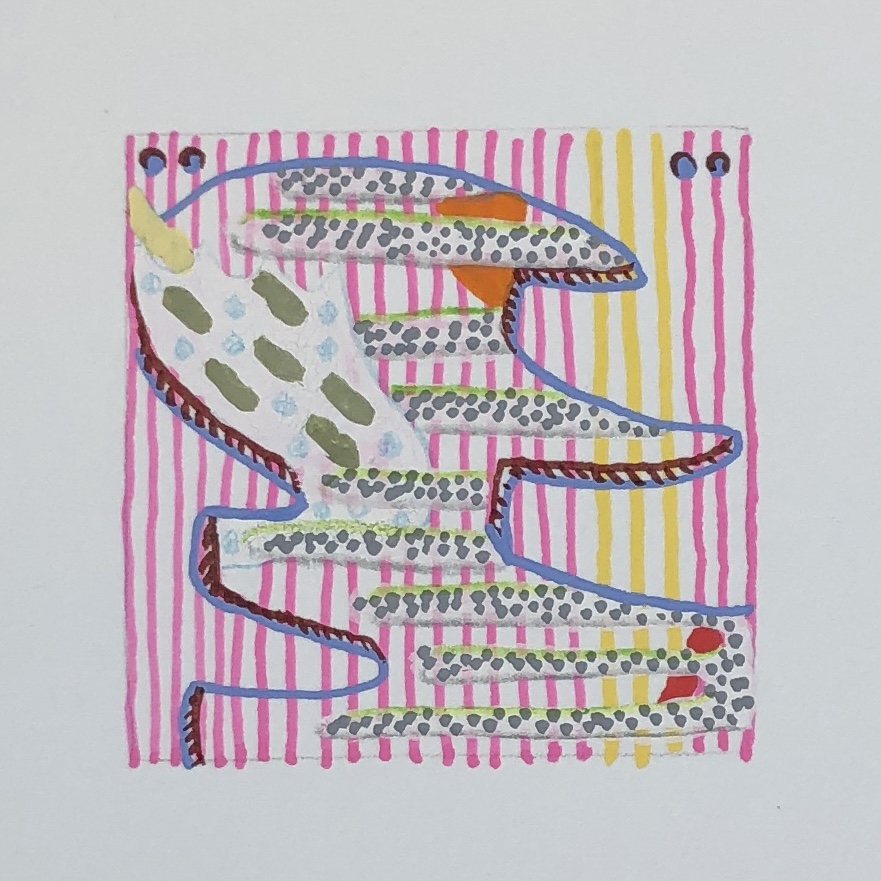 acrylic on paper, 2"x2", 2021