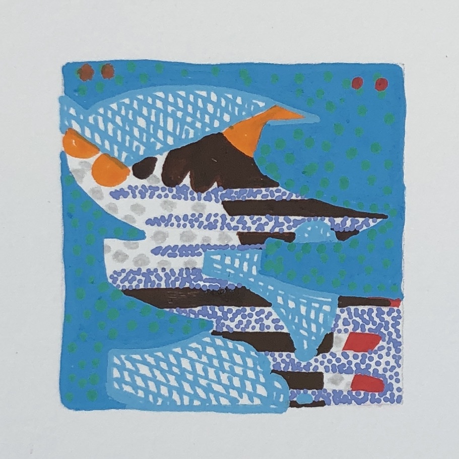 acrylic on paper, 2"x2", 2021