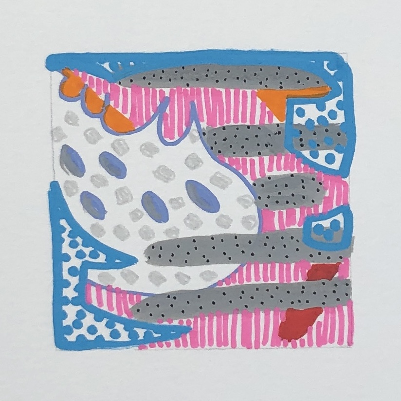 acrylic on paper, 2"x2", 2021