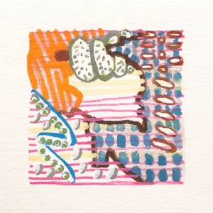 Looking Through, 2021, gouache on paper, 2 x 2 inches, (on 10 x 10 inch paper)