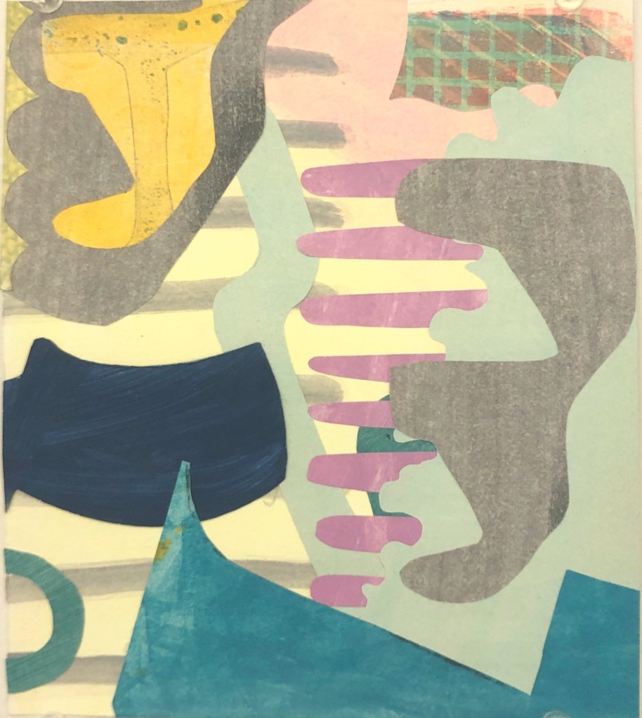 Collage and acrylic paint, 5"x7", 2022